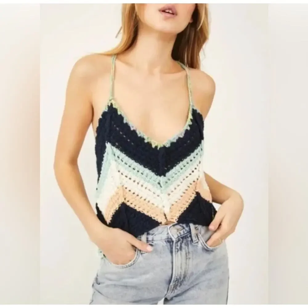 FREE PEOPLE Crochet Tank Size Small Swim Up Summer Breeze NWT Beach Travel